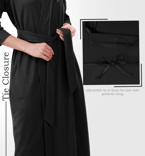 Vista 6 de NY Threads Bata de baño de punto largo para mujer, manga 34, kimono suave, ligero, ropa de descanso