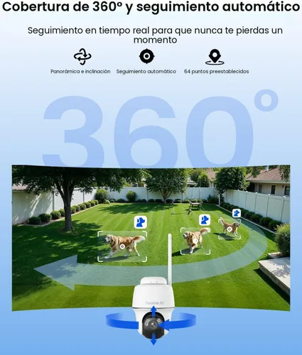 Vista 3 de REOLINK Cámaras de seguridad solar 4K inalámbricas para exteriores, Argus PT Ultra+panel solar, seguimiento automático de inclinación panorámica