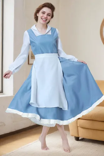 Vista 3 de Vestido de sirvienta con delantal para mujer, disfraz de cosplay de Halloween