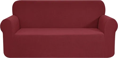 Vista 64 de CHUN YI - Funda elástica de 1 pieza para sillón grande, funda protectora suave de Jacquard con elastano, detalle de cuadros y parte inferior