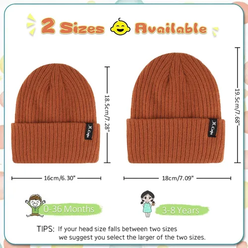 Vista 2 de FZ FANTASTIC ZONE 3 Pcs Toddlers Winter Hat Baby Beanie Boys Girls for 0-3 Years Old, Kids Warm Knitted Fleece Infant Hats