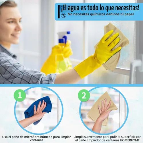 Vista 6 de Paño de limpieza de microfibra – Paquete de 6 paños de limpieza de lentes, trapos de limpieza de ventanas de 16 x 14 pulgadas, paños de pulido sin