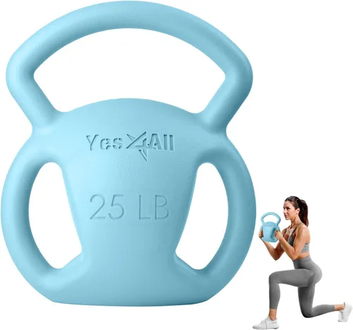 Vista 11 de Yes4All Kettlebell, Strength Training Kettlebells for Women, Wide Multi-grip Textured Handle for Home Gym Exercises & Full Body Workout, Single 5–25