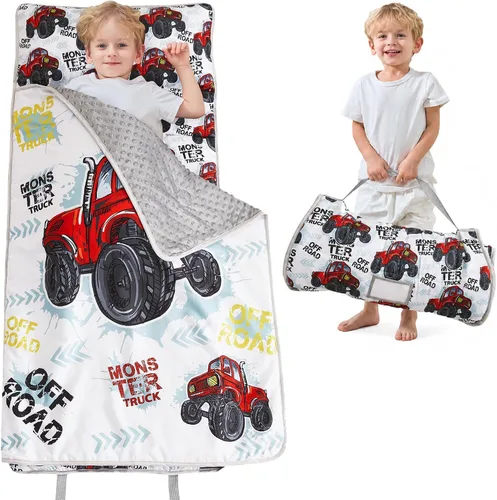 Vista 10 de Lasoftan Tapete para siesta para niños con almohada y manta, tapetes enrollados extra grandes para siestas, bolsas de dormir para niños y niñas