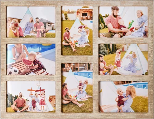 Vista 24 de Marco de fotos familiares de collage de 4 x 6 pulgadas, marco de fotos de collage de 6 aberturas para pared para soporte de mesa, juego de marcos