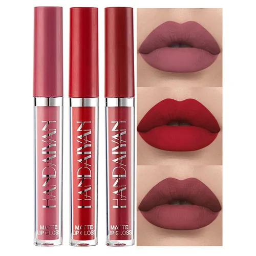 Vista 18 de BestLand Juego de 3 lápices labiales líquidos rojos atrevidos, seductores, brillo de labios mate de larga duración, impermeable, alto pigmento a
