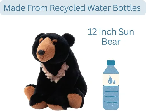 Vista 3 de The Petting Zoo Peluche de oso de sol, regalos para niños, animales salvajes de la selva tropical, juguete de peluche de oso solar, 12 pulgadas