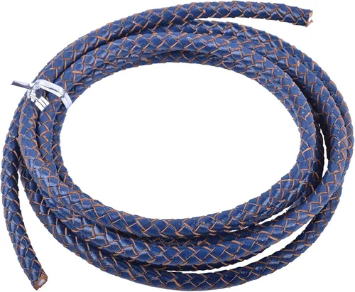 Vista 48 de 2 yardas 8.0mm Cordón redondo de cuero trenzado auténtico marrón antiguo para corbata de bolo