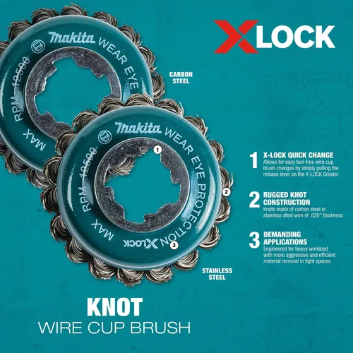 Vista 5 de Makita D-72621 X-Lock 3-1/8" Cepillo de alambre de alambre de acero al carbono