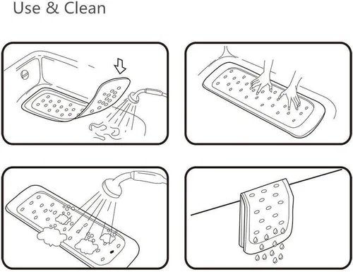 Vista 4 de Tapete de baño antideslizante para bebé con ventosas para bañera, tapete antideslizante para ducha, 27 x 15 pulgadas, bonito diseño