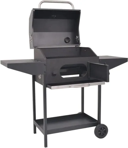 Vista 2 de Ahumador de carbón para barbacoa con estante inferior negro (estilo N) -AA