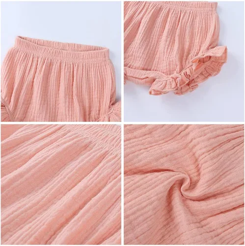 Vista 5 de MYGBCPJS - Conjunto de 3 shorts sueltos de algodón de lino para bebés, shorts holgados