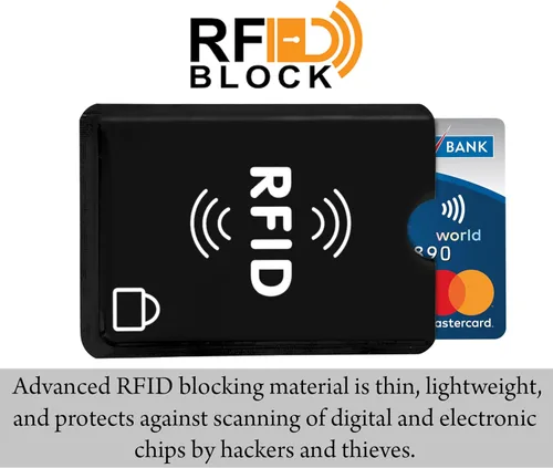 Vista 20 de SaiTech IT Juego de 10 fundas de bloqueo RFID, la mejor manera de proteger tus tarjetas del robo electrónico, diseño duradero, ligero y compacto