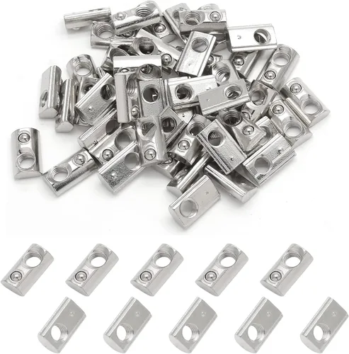Vista 8 de 25 tuercas en T de extrusión de aluminio M5 Spring T 2020, tuercas de resorte en T enrollables, tuercas de ranura en T medias redondas M5