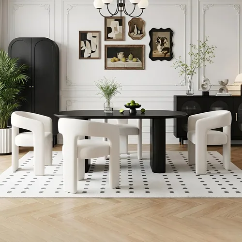 Vista 33 de Silla de Comedor Moderna de Chenille Tipo Barril Tapizada en Tela para Comedor con Brazo, Cómoda Silla Auxiliar de Acento para Cocina/Sala