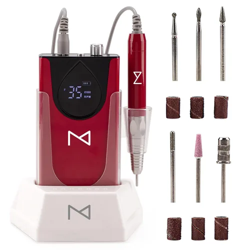 Vista 9 de M Max - Taladro de uñas profesional - Taladro de uñas con motor 2 en 1 sin escobillas - Eléctrico, inalámbrico, carcasa de aleación de aluminio