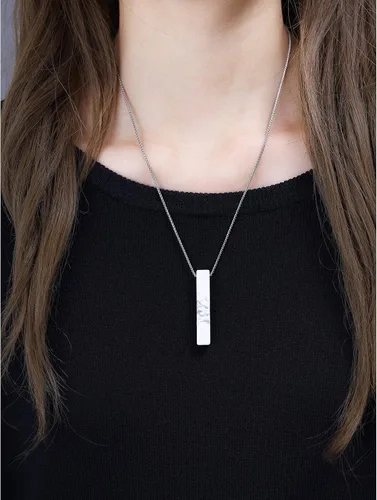 Vista 2 de COAI Collares con colgante de piedra de barra Yin Yang para parejas Piedra