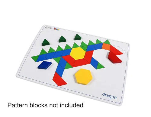 Vista 5 de LEARNING ADVANTAGE Pattern Block Cards - Set of 20 Double-Sided Cards - Early Geometry for Kids - Teach Creativity, Sequencing and Patterning