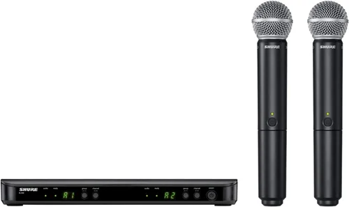 Vista 8 de Sistema de micrófono inalámbrico Shure BLX288/SM58 - Vida de batería de 14 horas, rango de 300 pies, UHF Incluye (2) micrófonos vocales de mano