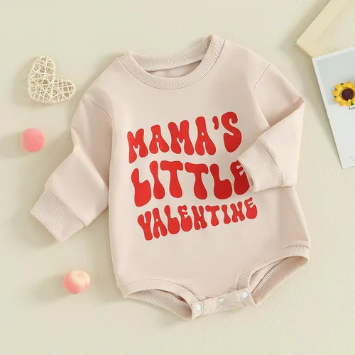 Vista 96 de SOLILOQUY Traje de manga larga con cuello redondo para el primer día de San Valentín para bebé niño y niña, mameluco de corazón de amor
