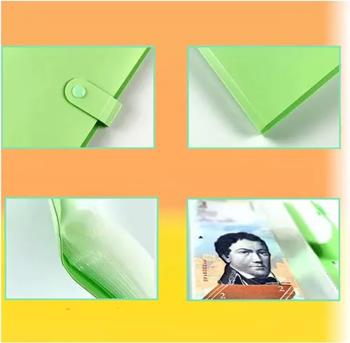 Vista 5 de Carpeta de ahorro de dinero, fundas transparentes para monedas de 50 páginas, soportes portátiles para dinero para coleccionistas, titulares