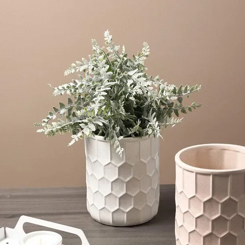 Vista 2 de Macetas de cerámica con forma de panal recto para suculentas, macetas modernas geométricas de cerámica para plantas, jarrón decorativo