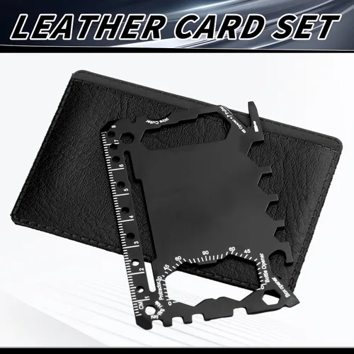 Vista 6 de Cholemy 12 carteras para tarjetas de crédito, multiherramienta 46 en 1, herramienta de bolsillo de supervivencia de acero inoxidable, multiusos