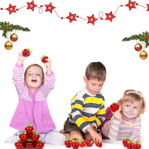 Vista 3 de Paquete de 20 recipientes de manzana, Navidad, boda, fiesta, juguete, relleno de plástico, manzanas, árbol de Navidad, decoraciones de Navidad