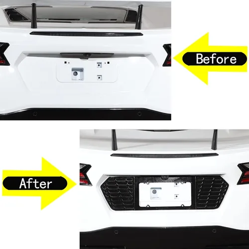 Vista 2 de Cubierta de protección para marco de licencia trasero, aleación de aluminio, 1 unidad, compatible con Chevrolet Corvette C8 Stingray 2020-2023 Marco