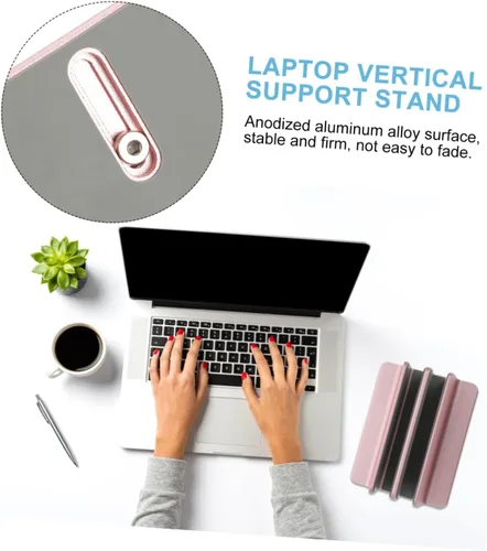 Vista 3 de BESPORTBLE Vertical Laptop Stand Double Slots Holder for Desktop Stable Multi-Device Organizer for Laptop Tablet and Phone Space-Saving Desk Rack
