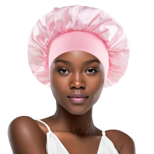 Vista 13 de Gorro de seda blanco para mujeres durmiendo, gorro de seda para dormir, trenzas de cabello rizado, gorra de satén grande para dormir, gorra de noche