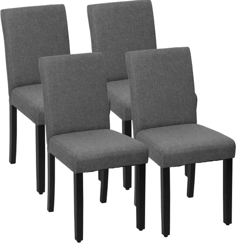 Vista 8 de PayLessHere Juego de 4 sillas de comedor de diseño elegante y moderno, tapizadas de tela, color beige