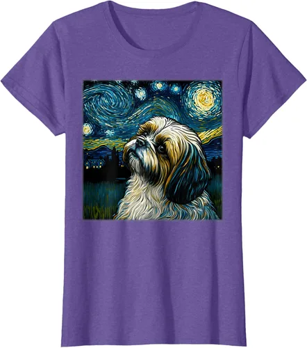 Vista 20 de Camiseta Surrealism Starry Night Shih Tzu Dog