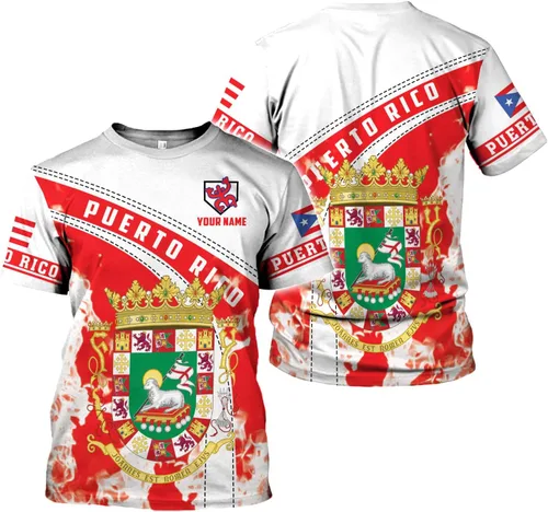 Vista 2 de Mostefy Camisa personalizada con nombre de Puerto Rico, camisas personalizadas para hombres y mujeres, camiseta con la bandera de Puerto Rico 3