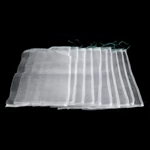 Vista 4 de 50 bolsas de malla de nailon transparentes, reutilizables, para plantas de jardín, frutas, bolsas de almacenamiento con cordón de malla de múltiples