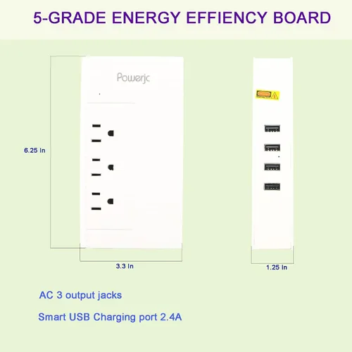 Vista 2 de Convertidor de voltaje de viaje Adaptador de corriente reductor de 220 V a 110 V Potencia nominal 1500 con 4 puertos de carga USB inteligentes ETL
