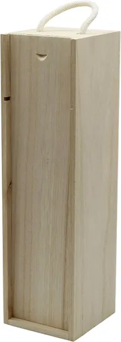 Vista 3 de Creative Hobbies Caja de madera para botella de vino, botella de licor, caja de regalo de madera con asa de transporte de cuerda para fiesta