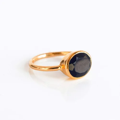 Vista 49 de Oval Birthstone Ring Bezel Set in Vermeil Gold, Sterling Silver, or Rose Gold, Stacking Birthstone Ring [rOMB]