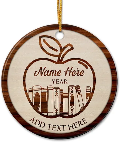 Vista 22 de Adorno de cerámica personalizado de asistente principal, adornos de Navidad del mejor asistente del mundo, texto personalizado, año y nombre de Papá