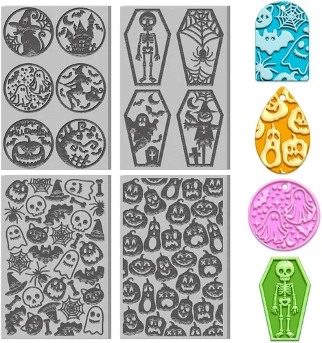 Vista 11 de Juego de 4 láminas de textura de arcilla polimérica para usar con cortadores de arcilla, esteras de textura de arcilla boho, kit de fabricación