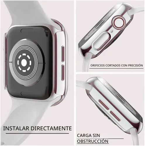 Vista 5 de Paquete de 2 fundas rígidas para Apple Watch Series 6/5/4/SE 3 de plata y plata