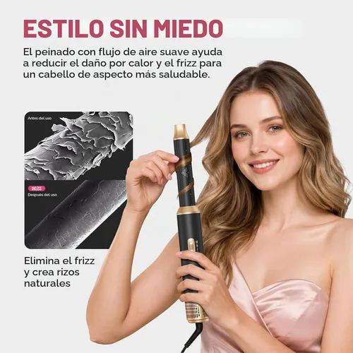 Vista 2 de UKLISS - Cepillo de aire caliente 5 en 1, cepillo secador de pelo con barriles rizadores de aire