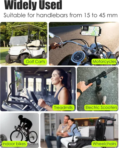 Vista 8 de Charchendo Soporte para tablet con mango de silla de ruedas, soporte para tableta de teléfono para silla de ruedas con brazo de aluminio de 9.45