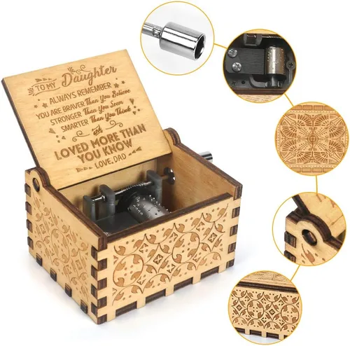 Vista 2 de Caja de música de manivela grabada, caja de música