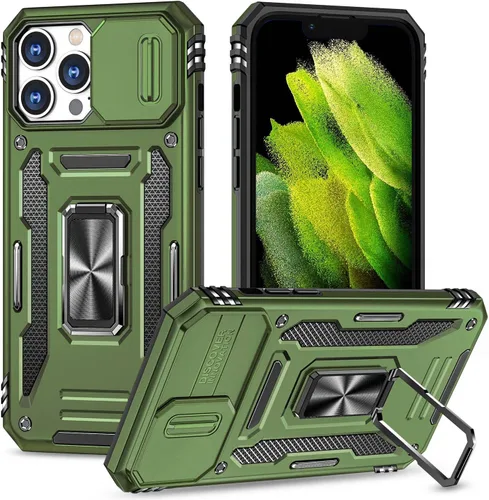 Vista 19 de Funda para iPhone 12 Pro Max con cubierta deslizante para cámara, con soporte para anillo de dedo, soporte magnético para automóvil, para iPhone 12