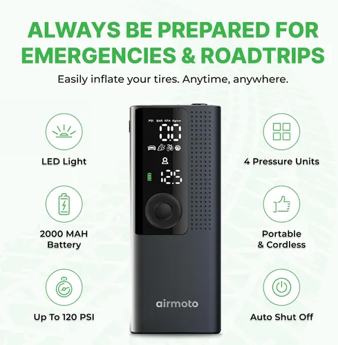 Vista 2 de Airmoto y Kit de Energía Paquete de Oferta - 1 paquete - Inflador de Neumáticos Compresor de Aire Portátil con Kit de Energía para Cargar