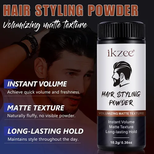 Vista 3 de ISUNRISE Polvo para peinar el cabello para hombres, polvo de textura, fácil de aplicar, peinado mate natural, texturizante y voluminizador, juego