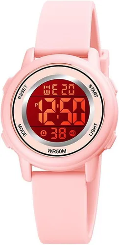 Vista 6 de Relojes digitales para mujer, pantalla LED, correa de silicona, reloj militar, multifunción, impermeable, alarma, cronómetro, retroiluminación LED
