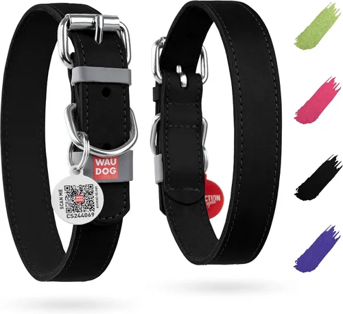 Vista 18 de WAUDOG Collar de cuero de larga duración para perros grandes, medianos y Negro