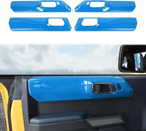 Vista 8 de Cubierta de panel de manija de puerta interior compatible con Ford Bronco 2021-2024+ 4 puertas (azul)